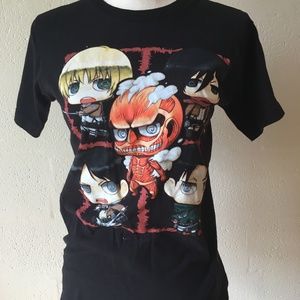 Attack on titan chibi character t-shirt